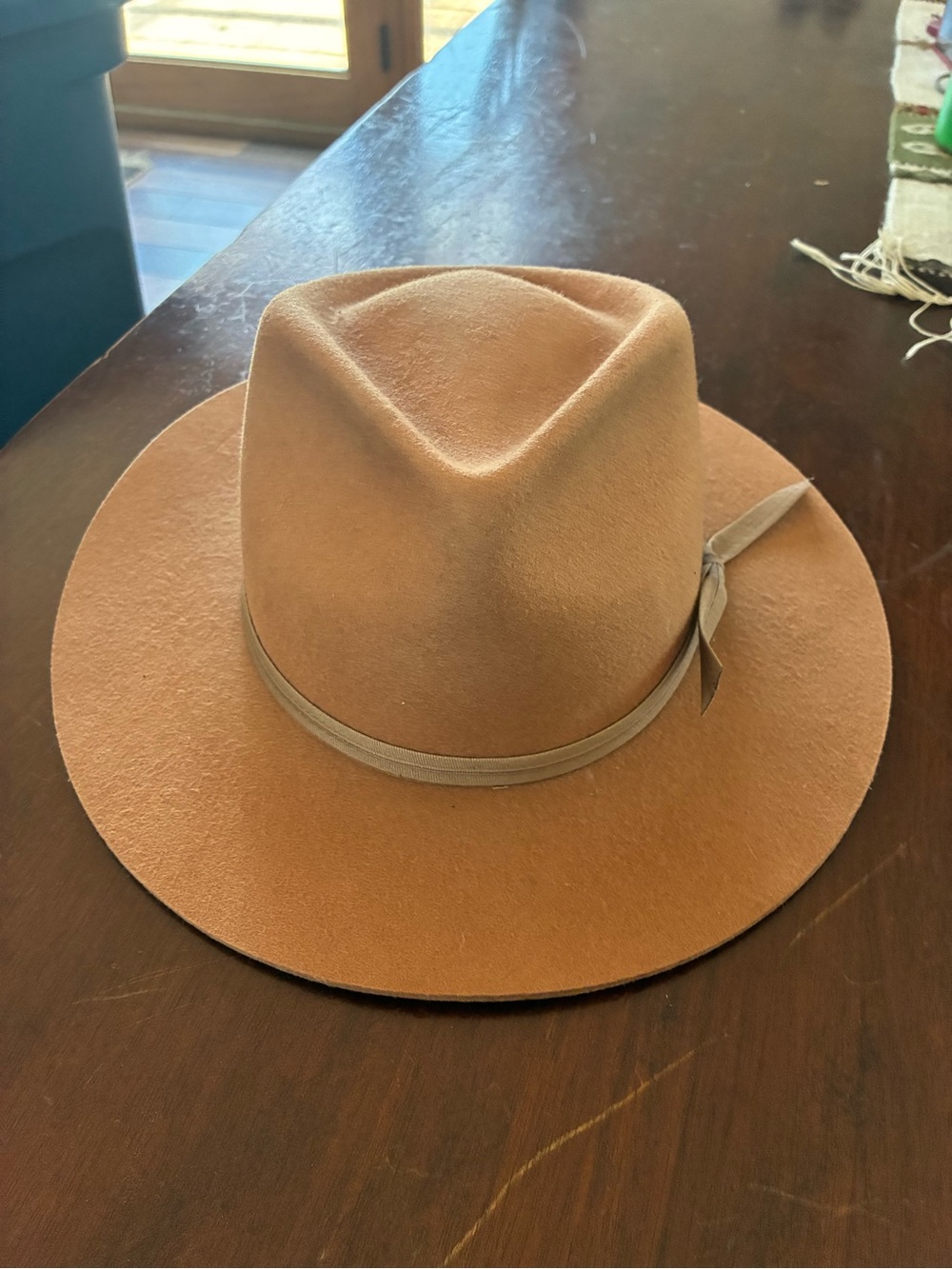 Lack Of Color Tan Wide-Brim Fedora with Ribbon